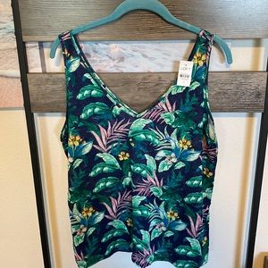 BNWT LOFT linen botanical flowy tank top size M